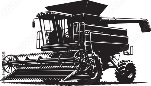 Agriculture harvester silhouette vector illustration isolated on a white background