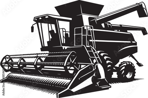 Agriculture harvester silhouette vector illustration isolated on a white background