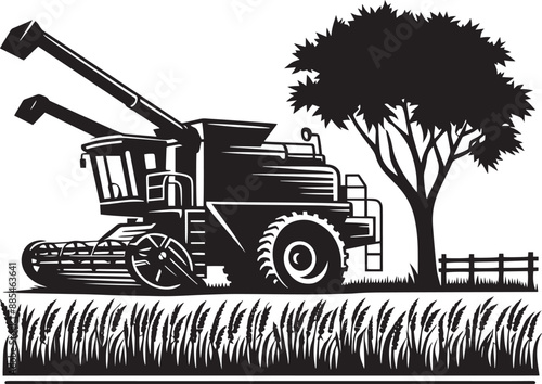 Agriculture harvester silhouette vector illustration isolated on a white background