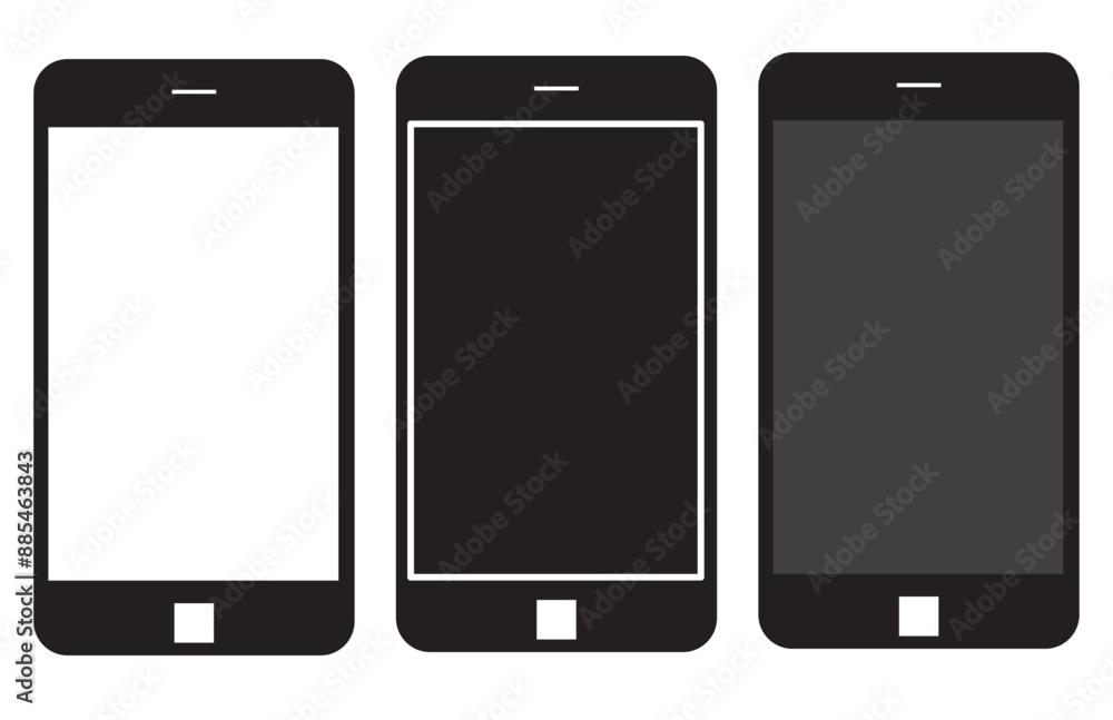 Realistic mobile phones mockup with blank screen isolated on white background. Realistic mobile phones mockup with blank screen isolated on white background.