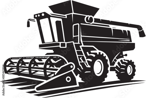 Agriculture harvester silhouette vector illustration isolated on a white background