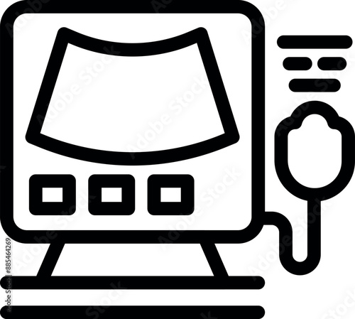 Ultrasound machine scanning pregnant woman displaying baby on screen in hospital