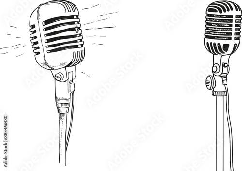 Minimalist design of one line drawing wired microphone