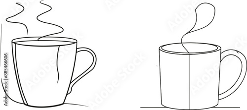 Teacup continuous line. One line teacup illustration.