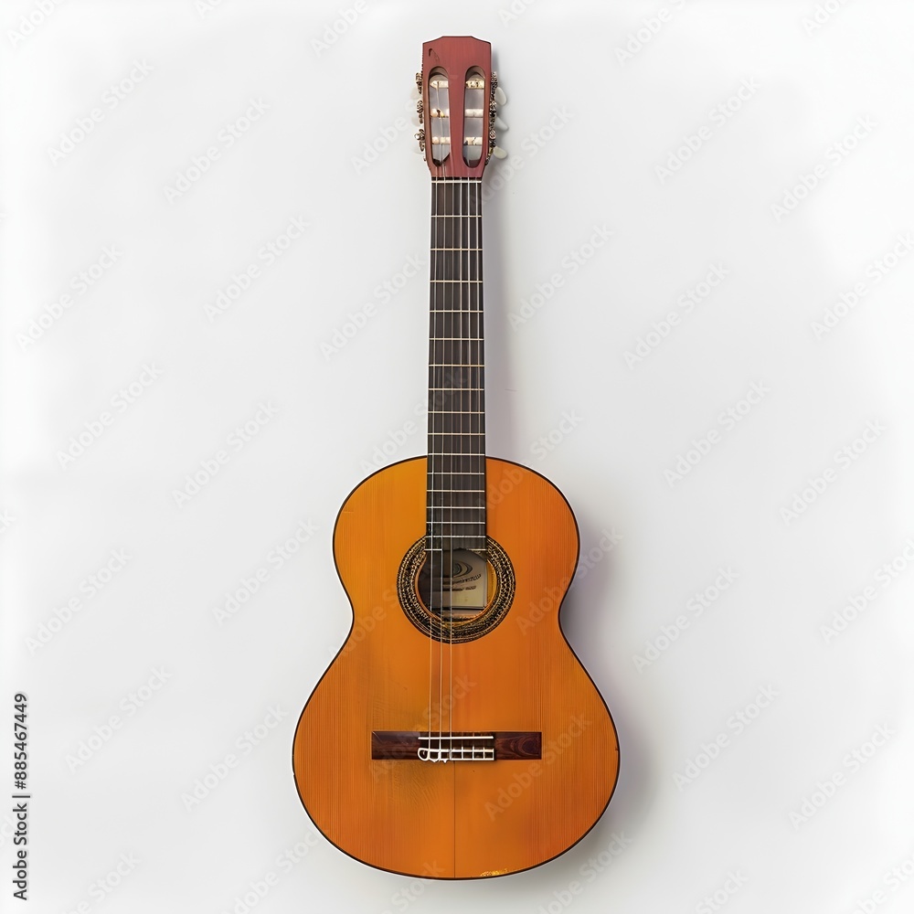 Obraz premium Elegant Acoustic Guitar Isolated on Plain White Background