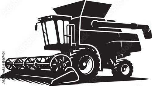 Agriculture harvester silhouette vector illustration isolated on a white background