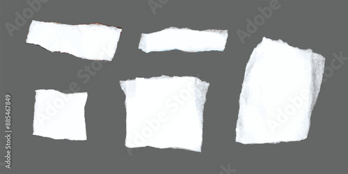 Torn paper, scrap ripped pages of white paper, tear pieces