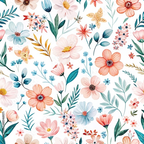 Vibrant Floral Watercolor Seamless Pattern