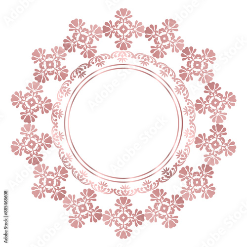 Damask Round Wreath rose gold circular round ornament floral Abstract pattern, Classic Victorian traditional style, illustration Vintage Design, Floral frames, Mandala, Antique, Moroccan frame