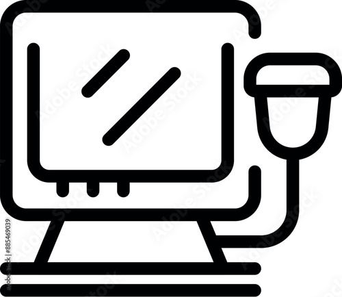 Black and white icon of an ultrasound machine performing a medical sonography scan