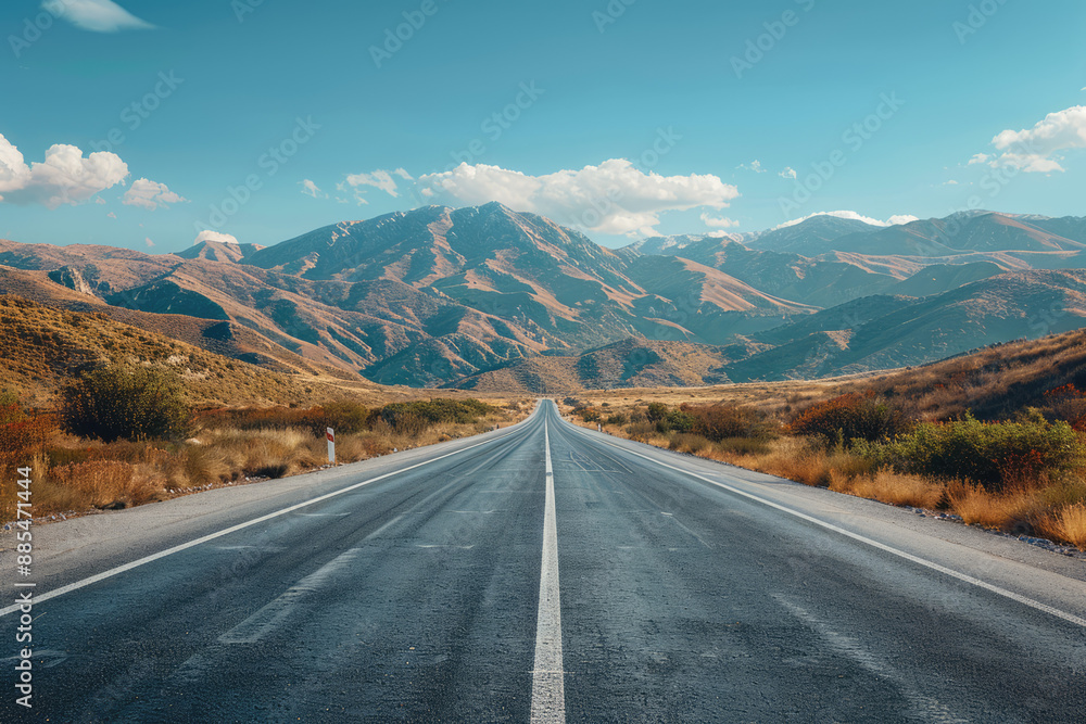 Fototapeta premium a road with a mountain in the background