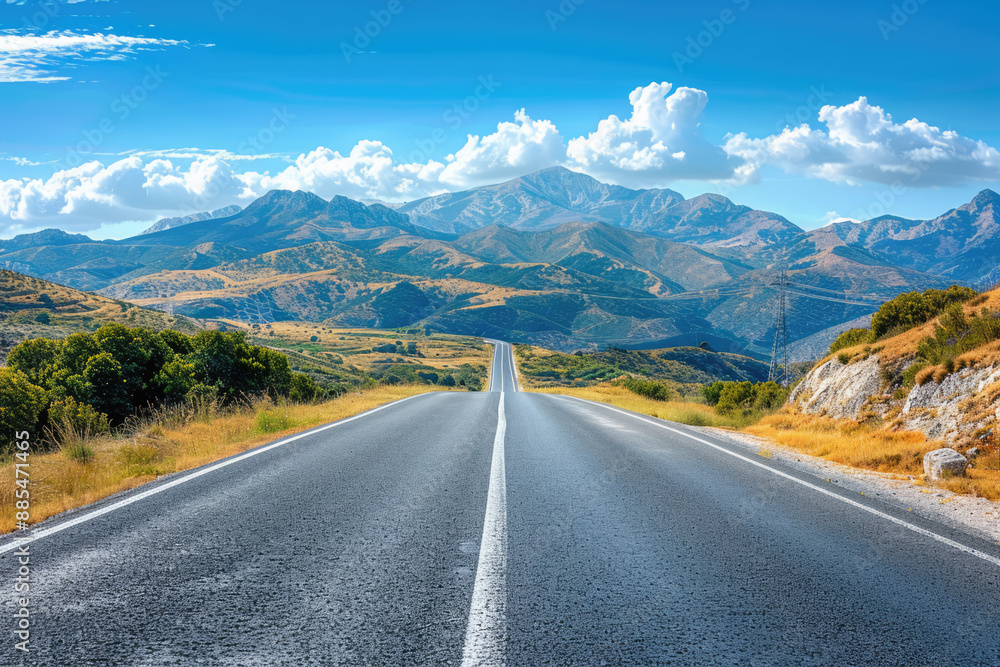Naklejka premium a road with a mountain in the background