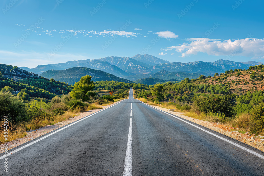 Naklejka premium a road with a mountain in the background