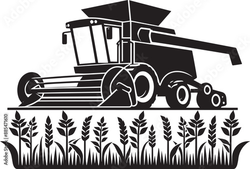 Agriculture harvester silhouette vector illustration isolated on a white background