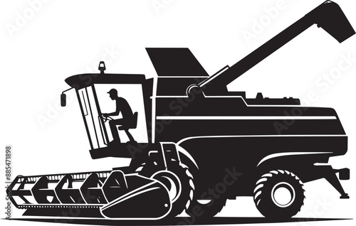 Agriculture harvester silhouette vector illustration isolated on a white background
