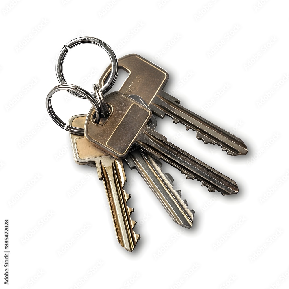 Isolated Metal Keys on Plain White Background Isolated Metal Keys on Plain White Background