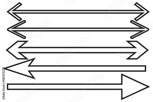 Long arrows icon set. Vector set of trendy long arrows left and right in flat . Black arrows vector illustration. Icons isolated .Straight long right vector arrow icon