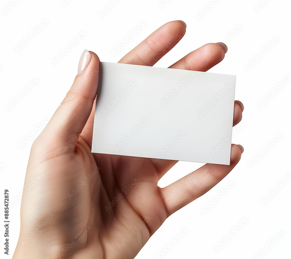 Hand holding blank business card isolated on white background. Ready for branding or contact information. Hand holding blank business card isolated on white background. Ready for branding or contact information.