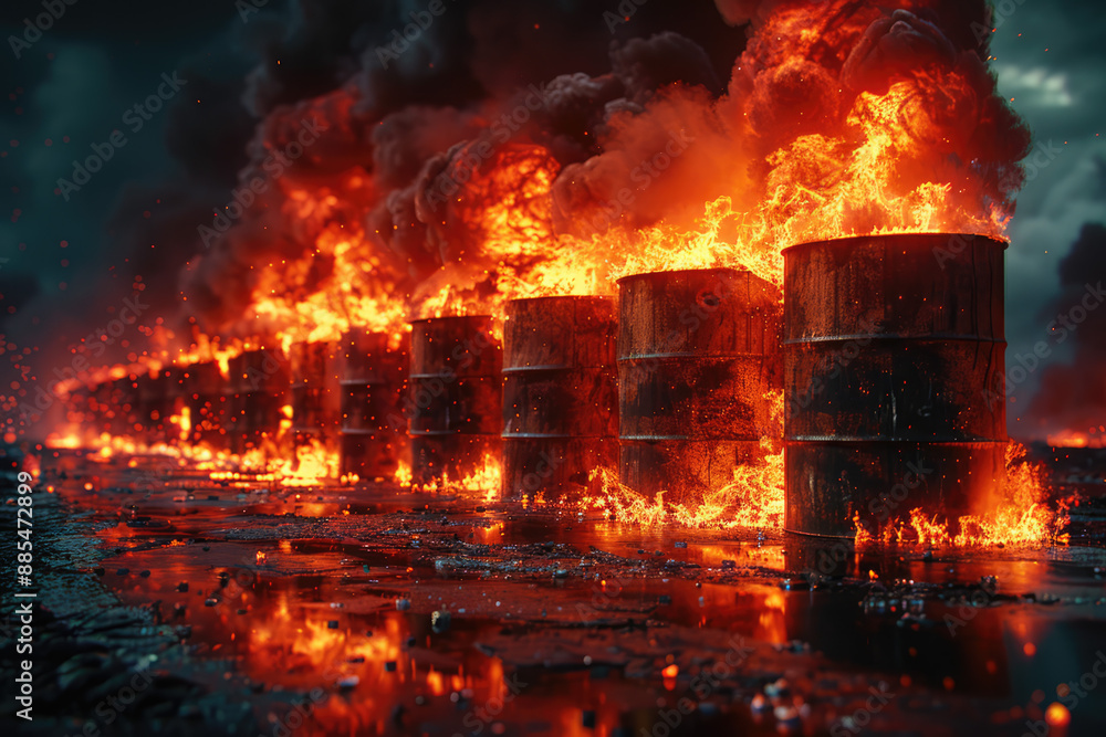 bunch of oil drum burning hyperrealistic bunch of oil drum burning hyperrealistic