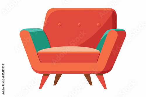  soft upholstery chair comfortable seat for lobby or lounge room vector art illustration