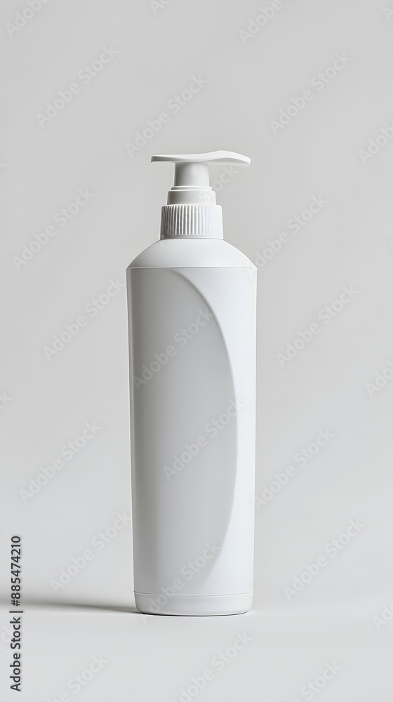 Minimalist White Shampoo Bottle on Plain Background for Branding and Packaging Mockup Minimalist White Shampoo Bottle on Plain Background for Branding and Packaging Mockup