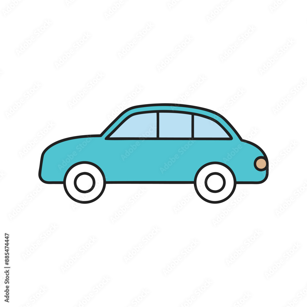 Minimalistic sedan car icon in line art style Minimalistic sedan car icon in line art style
