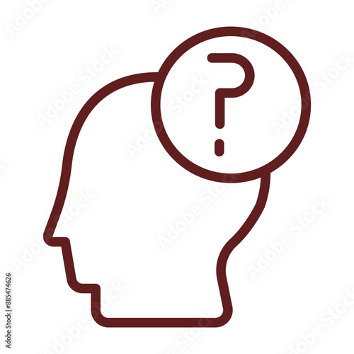 Thinking Vector Line Maroon Icon Design