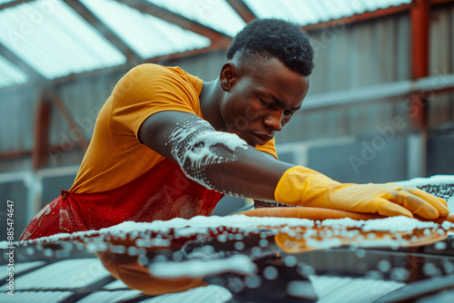  black man washes his car