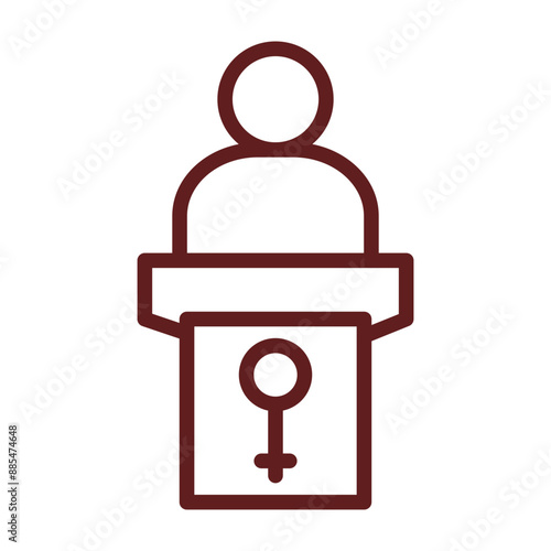 Politician Vector Line Maroon Icon Design