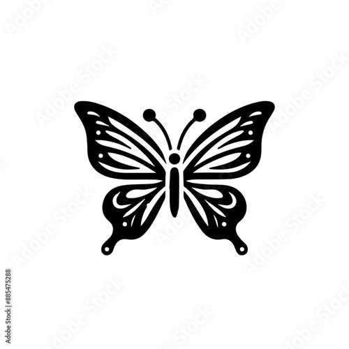 Different butterflies set. Vector illustration. Butterflies silhouette black background on white Background.