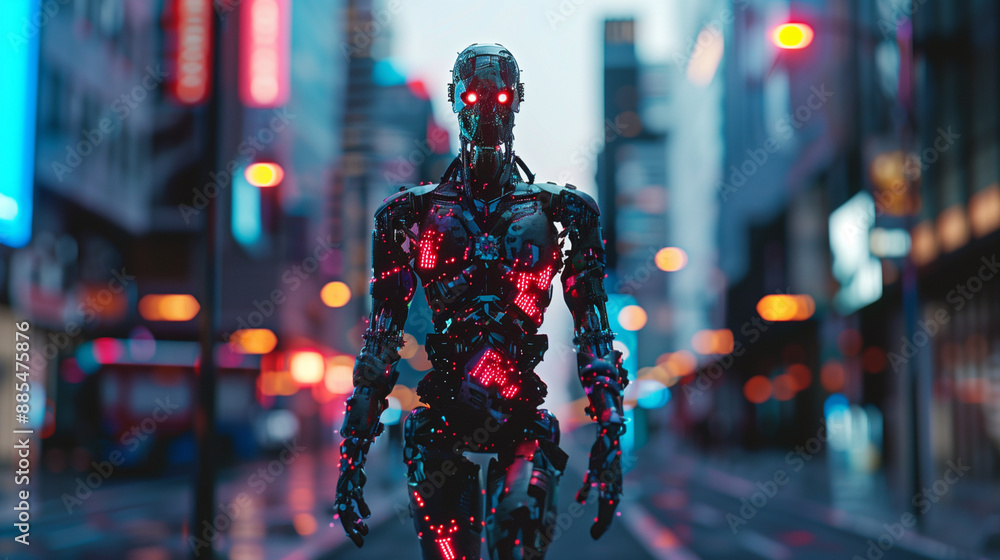 artificial intelligence robot in a cyber city artificial intelligence robot in a cyber city