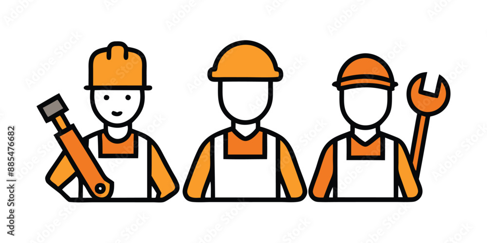 Construction worker vector icon, Construction Worker, Project Manager Engineer Architect icon. Construction worker vector icon, Construction Worker, Project Manager Engineer Architect icon.