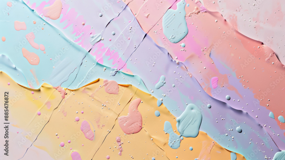 Fototapeta premium An abstract composition with pastel-colored paint splashes and smooth textures.