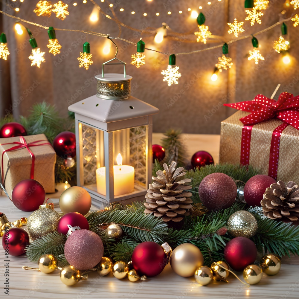 Vibrant Christmas Background with Decorations and Celebrations: A Festive Illustration Vibrant Christmas Background with Decorations and Celebrations: A Festive Illustration