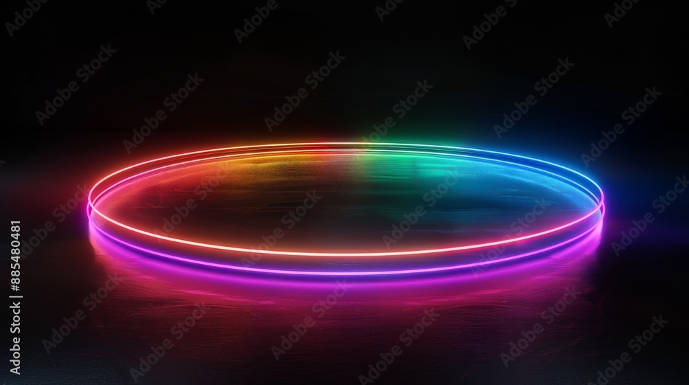 Neon Circle Glow on Black Background. Neon Circle Glow on Black Background.
