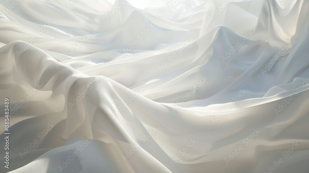 Gentle waves of white silk fabric create an ocean of softness and purity, illuminated by serene natural light. Gentle waves of white silk fabric create an ocean of softness and purity, illuminated by serene natural light.