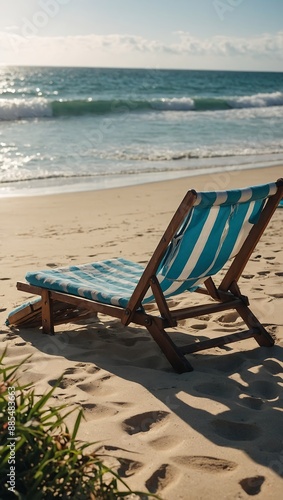 Relaxing tropical beach backdrop with sunbathing gea