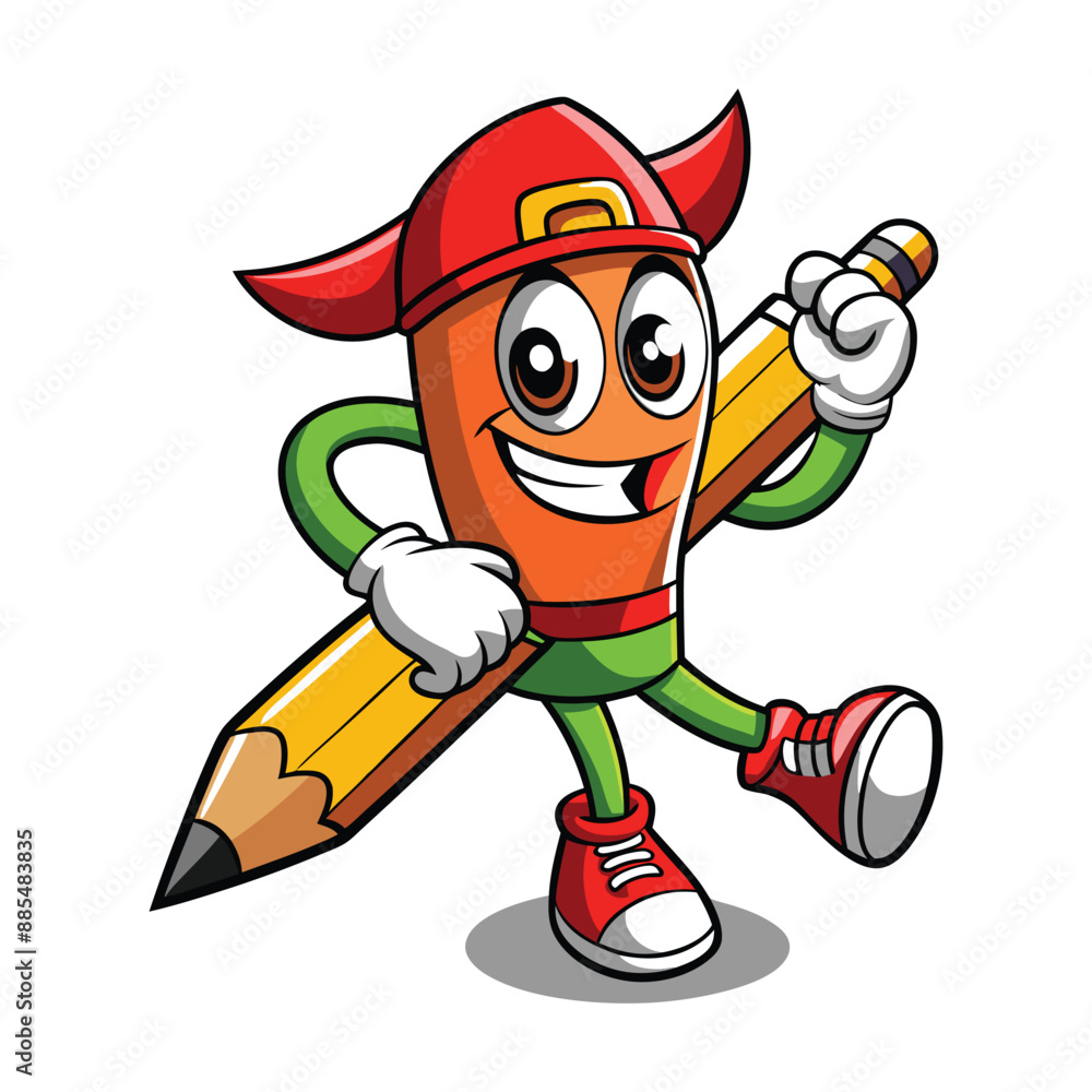 Obraz premium cute pencil mascot vector art illustration