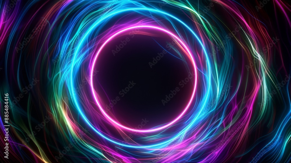 Abstract Neon Light Circle Background. Abstract Neon Light Circle Background.