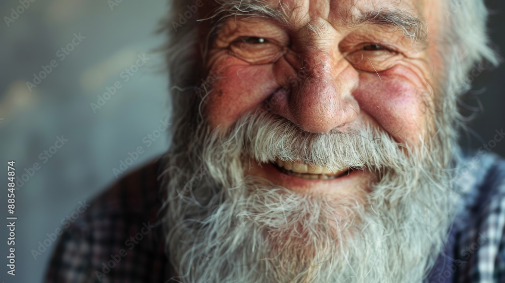 A cheerful elderly man with a long white beard and a warm, inviting smile, radiating wisdom and kindness in a candid close-up shot. A cheerful elderly man with a long white beard and a warm, inviting smile, radiating wisdom and kindness in a candid close-up shot.