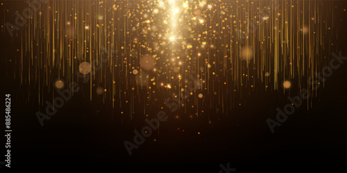 Elegant Golden Particles and Glowing Lines Background. Template for celebrations, awards, events, advertising, digital presentations