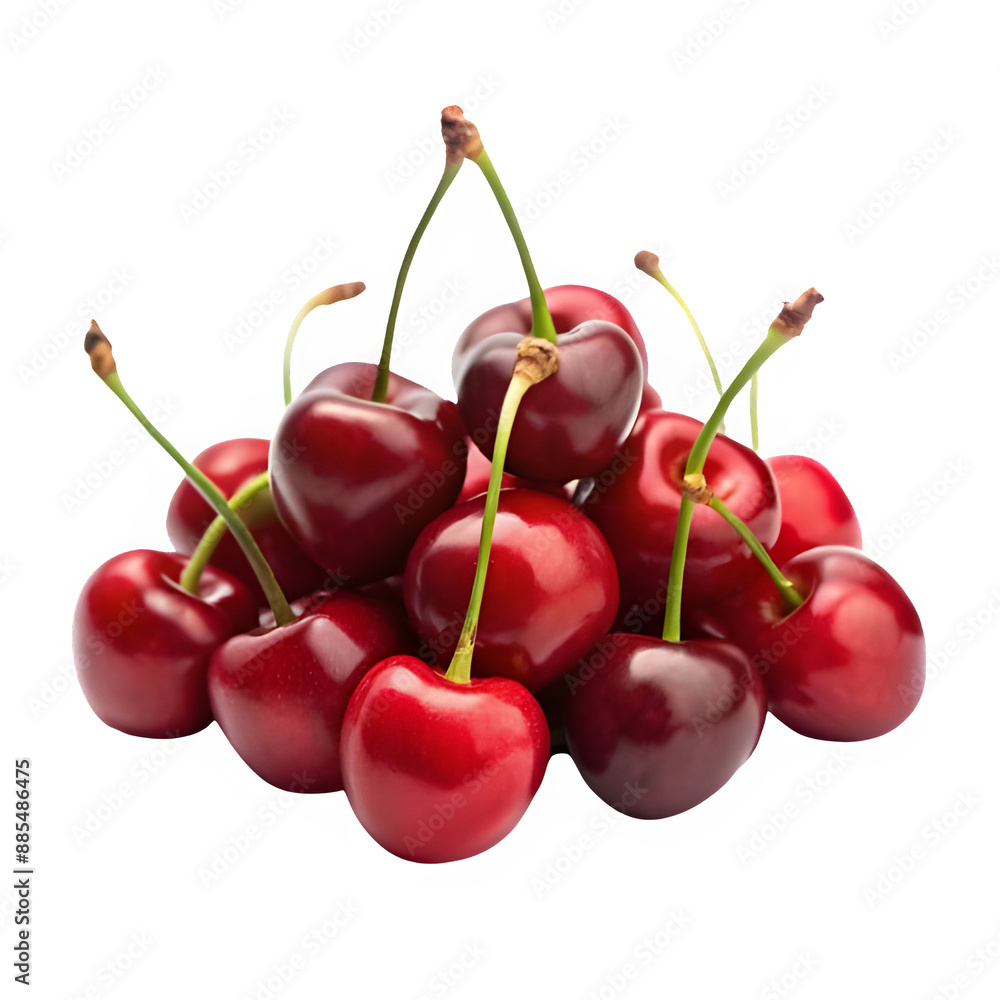 Red cherry cherries, on transparent background Red cherry cherries, on transparent background