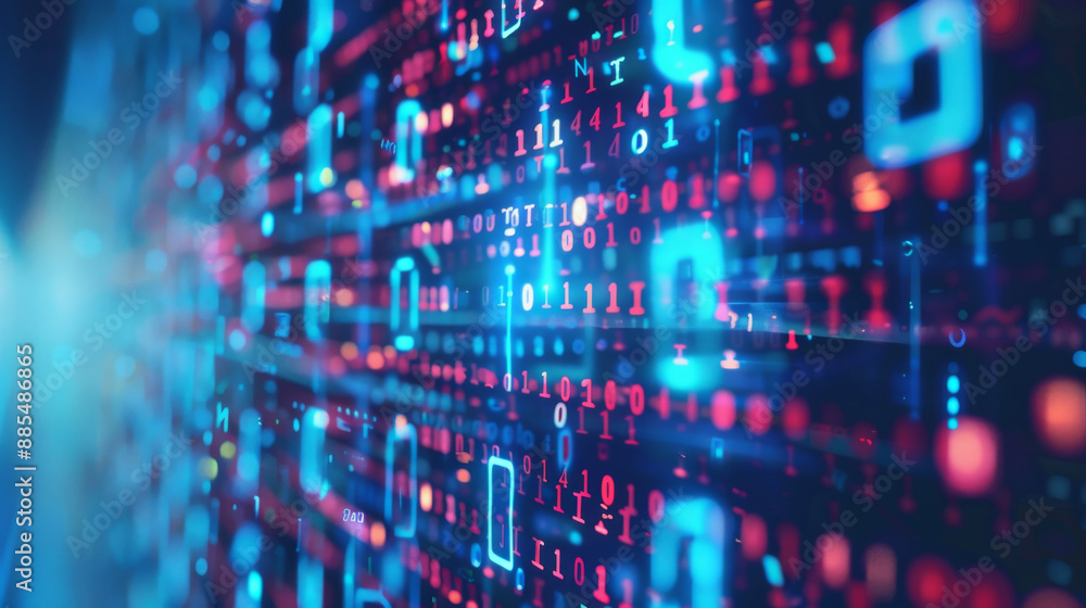 A data matrix filled with binary code in vibrant colors, representing technology, coding, and the digital world. A data matrix filled with binary code in vibrant colors, representing technology, coding, and the digital world.
