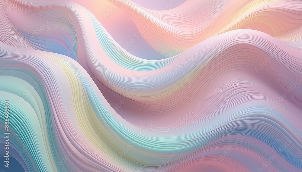 Pastel Abstract Background Design Wavy Iridescent Shape 