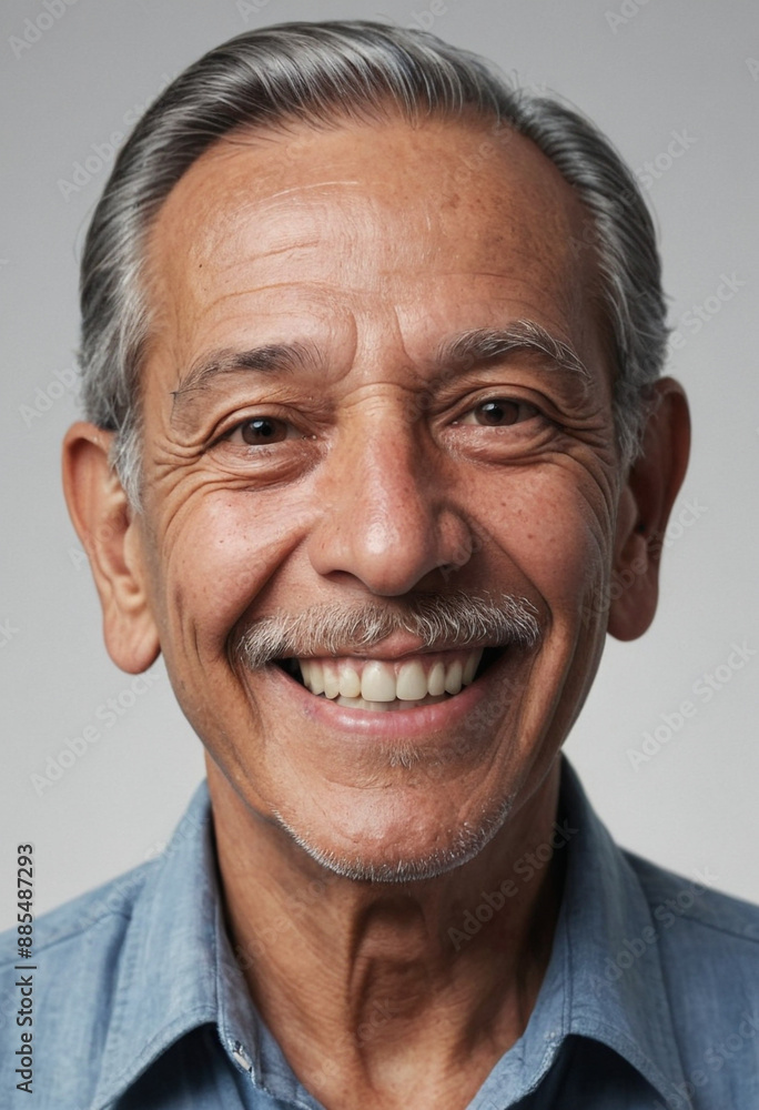 Portrait view of a regular happy smiling El Salvador old man, ultra realistic, candid, social media, avatar image, plain solid background Portrait view of a regular happy smiling El Salvador old man, ultra realistic, candid, social media, avatar image, plain solid background