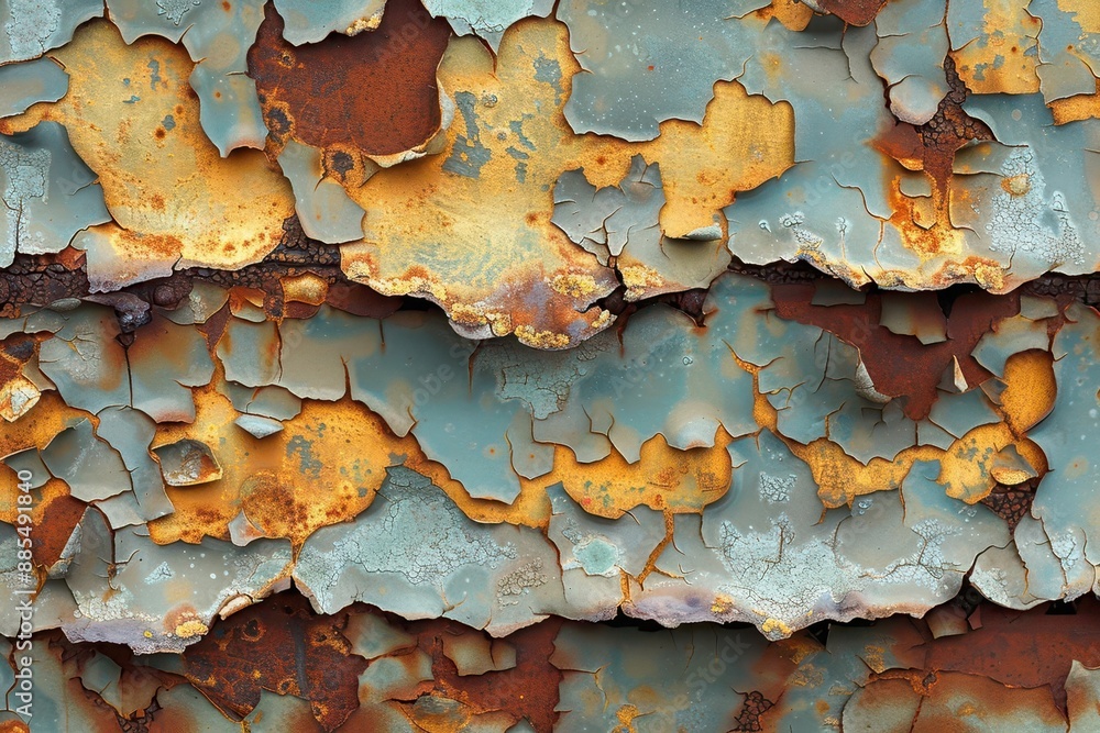 Macro shot of rusted metal with peeling paint, highly detailed texture, intricate patterns, and rich colors Macro shot of rusted metal with peeling paint, highly detailed texture, intricate patterns, and rich colors