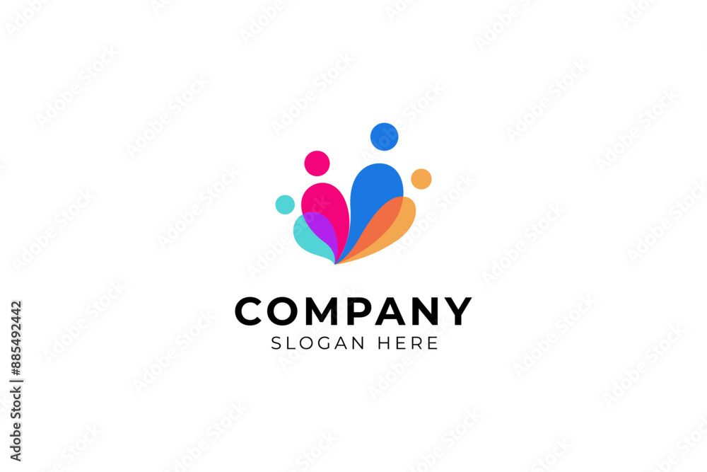abstract family love care logo in colorful flat vector design style abstract family love care logo in colorful flat vector design style