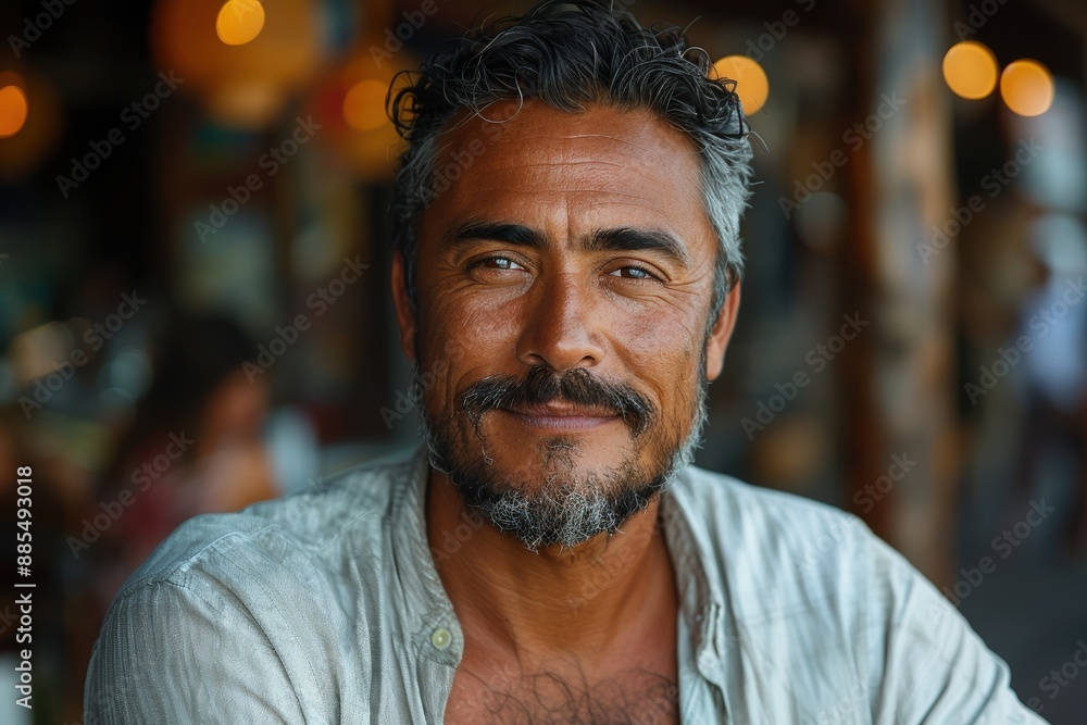 A middle-aged man with a beard and salt-and-pepper hair smiles contentedly in an outdoor setting, reflecting a relaxed and approachable demeanor in a casual environment. A middle-aged man with a beard and salt-and-pepper hair smiles contentedly in an outdoor setting, reflecting a relaxed and approachable demeanor in a casual environment.