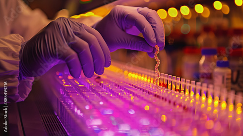 Scientist Handling a DNA Sample in a Laboratory Setting