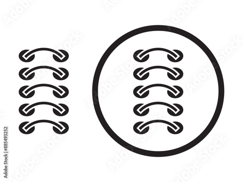 Cross stitching sew darning, stitch stalks of the thread insertion sewing connect fabric Surgical seam, icon in circle round black color vector illustration